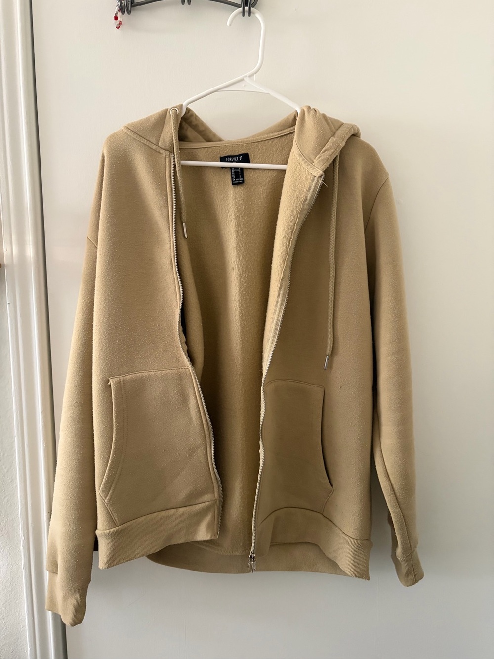 Forever 21 Men Tan Zip Hoodie Jacket